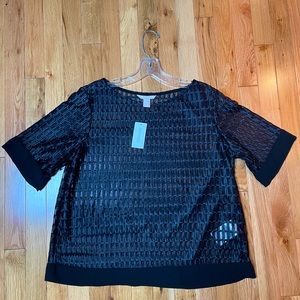 ‼️SOLD‼️NWT Banana Republic boxy nylon embroidered short sleeve top